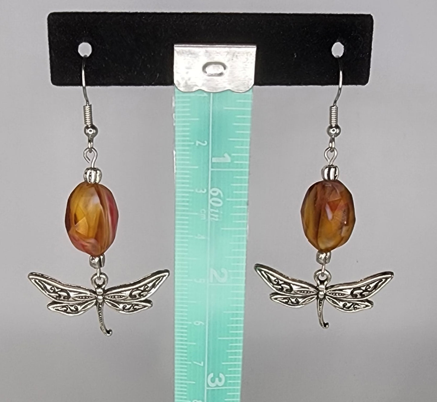 Dragonfly and beaded earrings