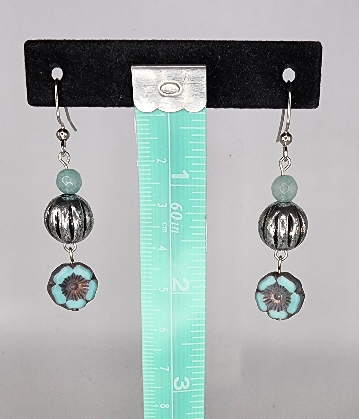 Flower czech glass beaded earrings