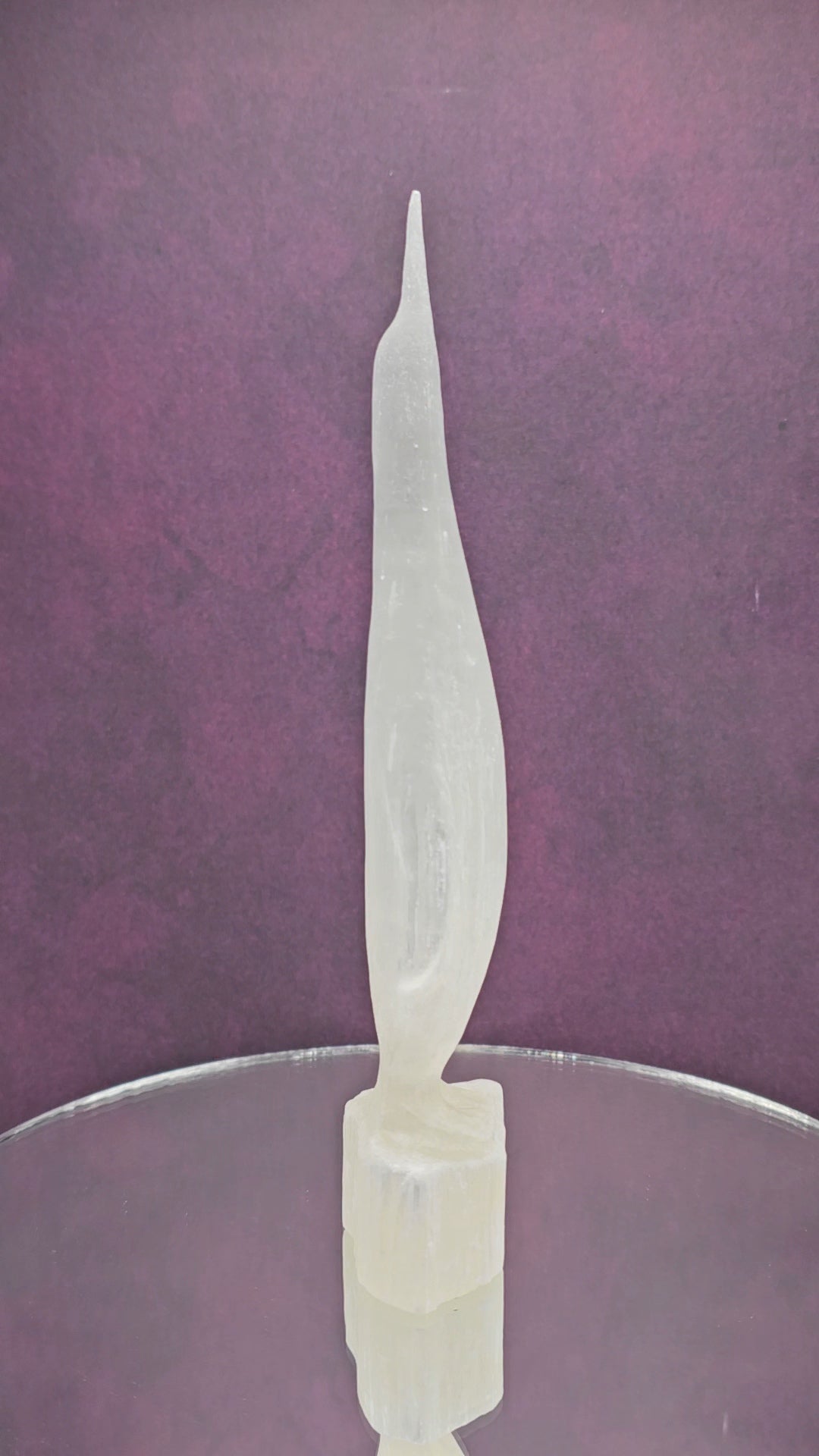 Satin Spar / Selenite Penguin Carving