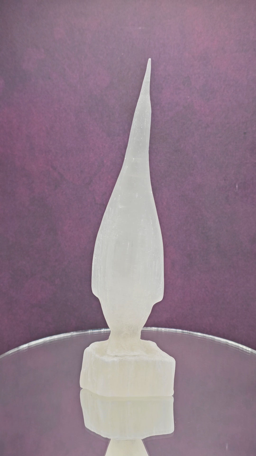 Satin Spar / Selenite Penguin Carving