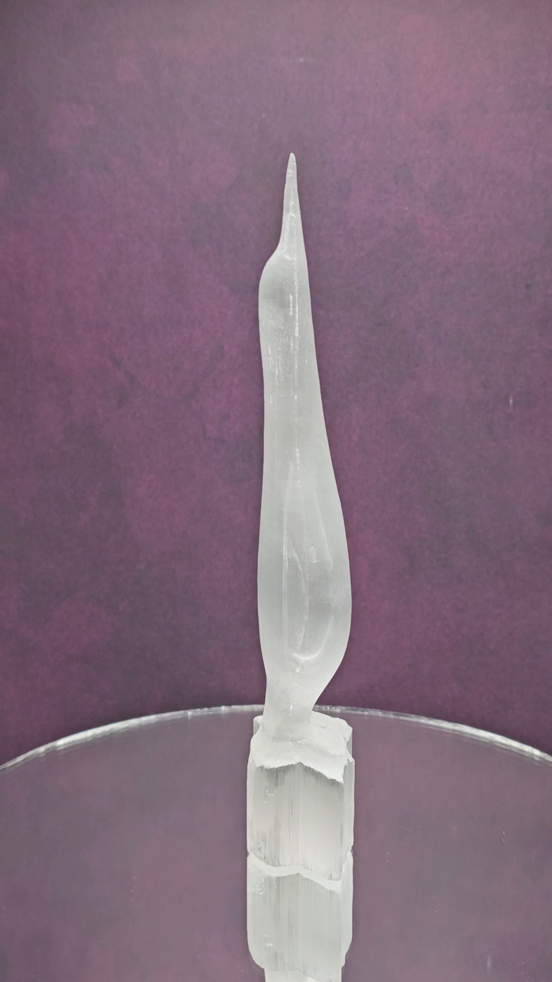 Satin Spar / Selenite Penguin Carving