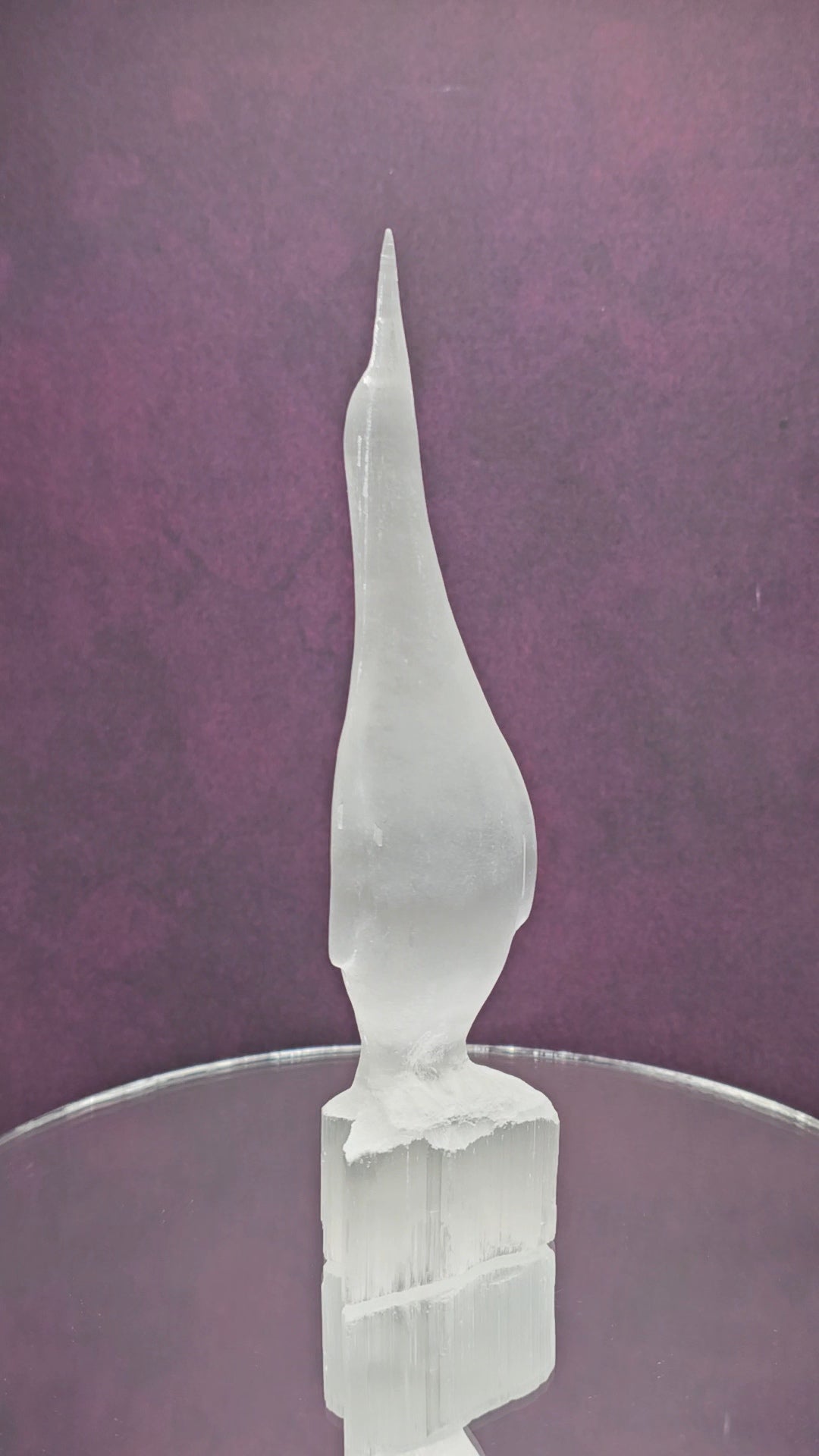 Satin Spar / Selenite Penguin Carving