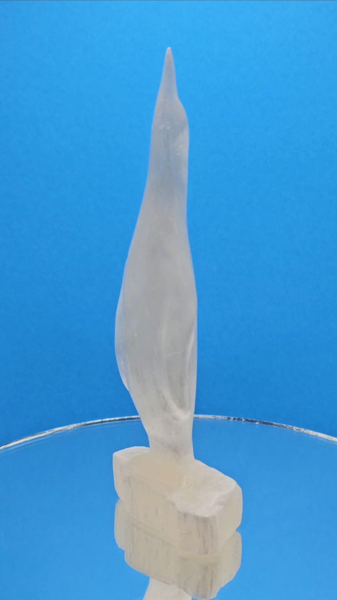Satin Spar / Selenite Penguin Carving
