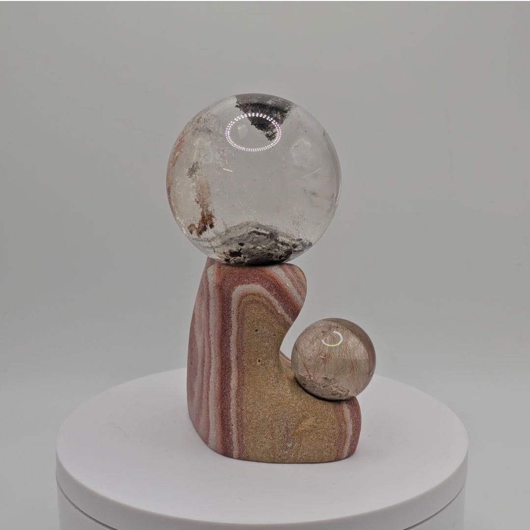 Double Sphere Stand - Utah Wonderstone
