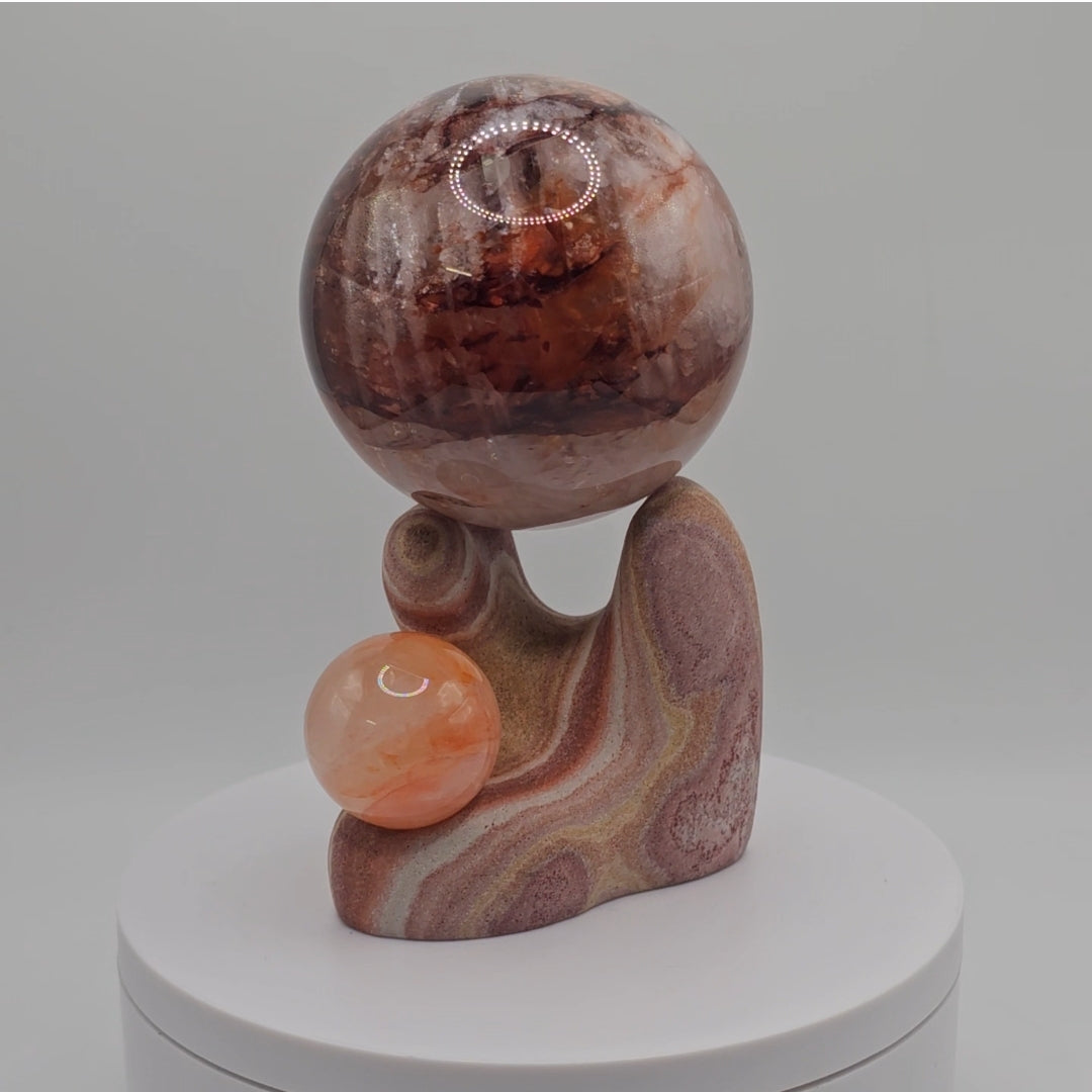 Double Sphere Stand - Utah Wonderstone