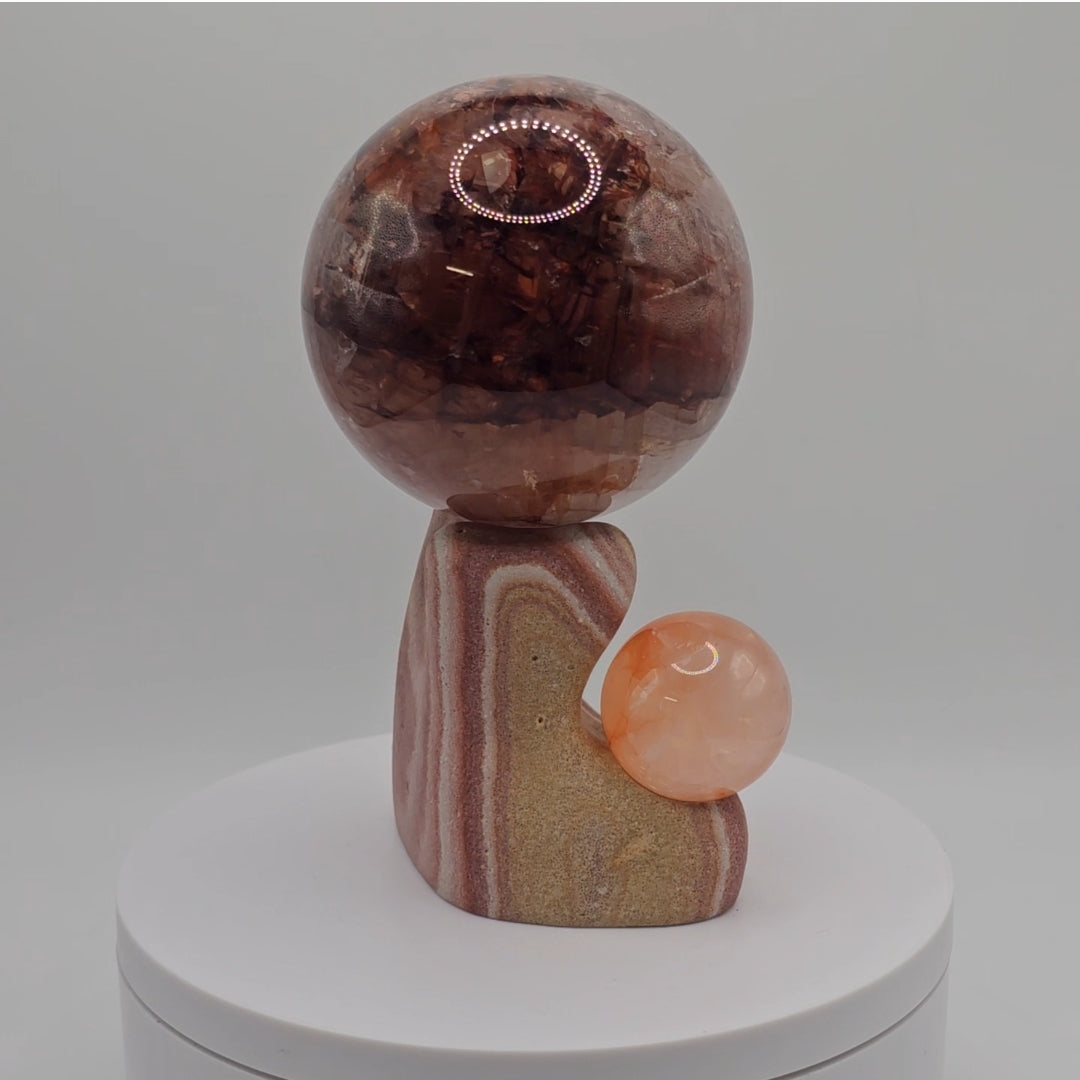 Double Sphere Stand - Utah Wonderstone