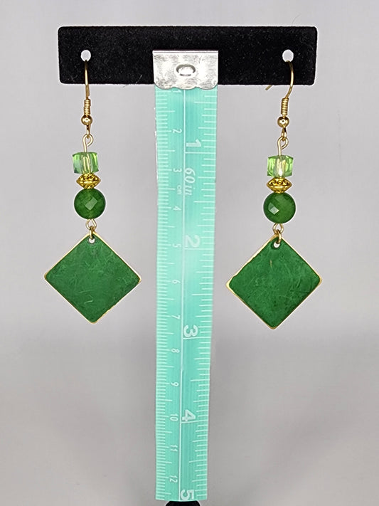 Green Beaded Earrings