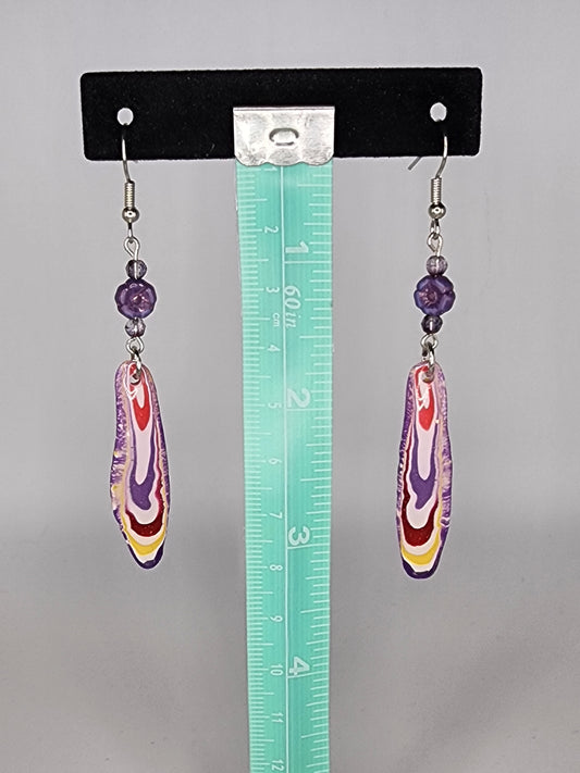 Clay and czech glass beaded earrings