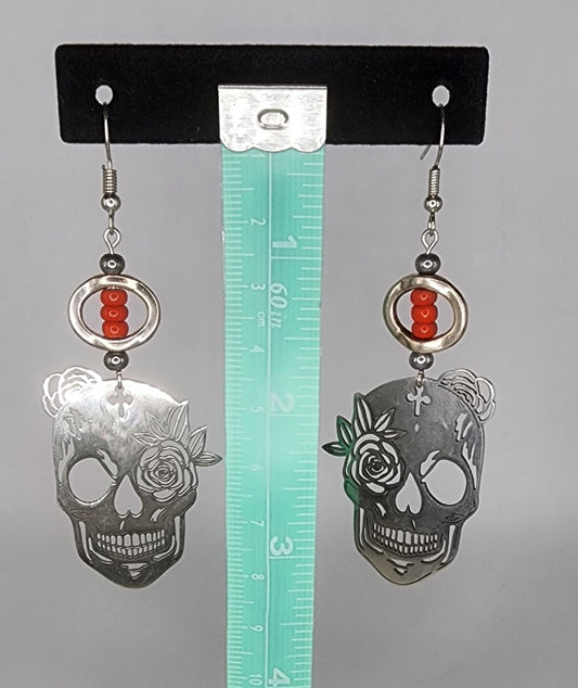 Steel and beaded earrings