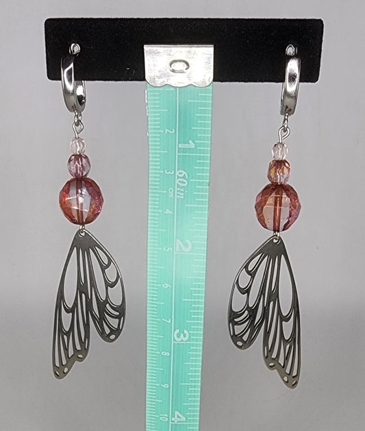 Butterfly wings and bead earrings