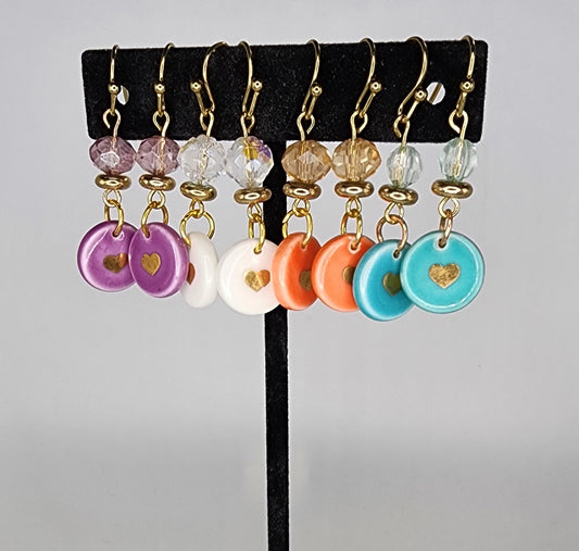 Ceramic heart earrings