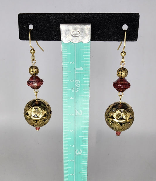 Brass and czech glass bead earrings