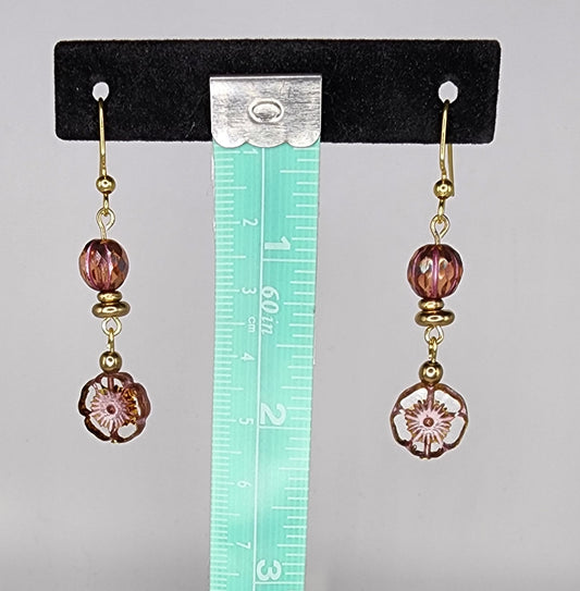 Flower czech glass beaded earrings