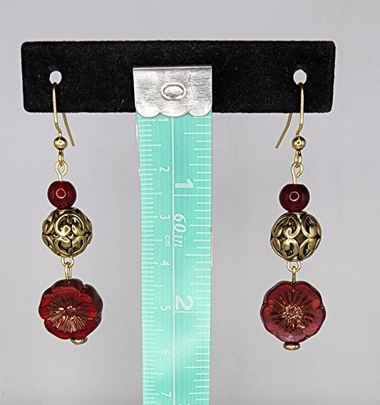 Flower czech glass beaded earrings
