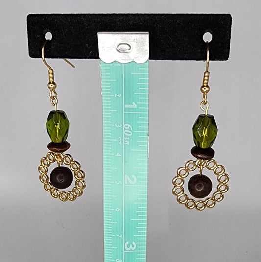 Brass and bead earrings
