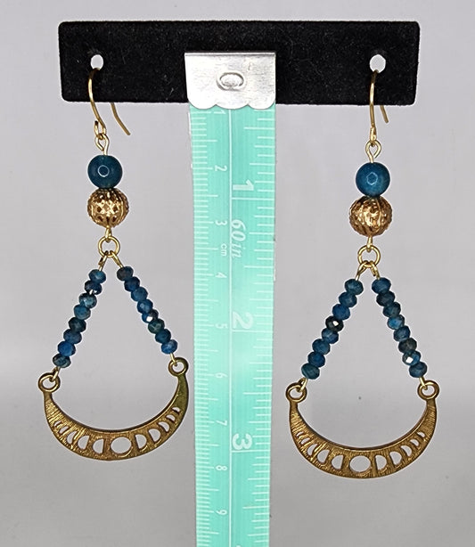 Brass and blue apatite earrings