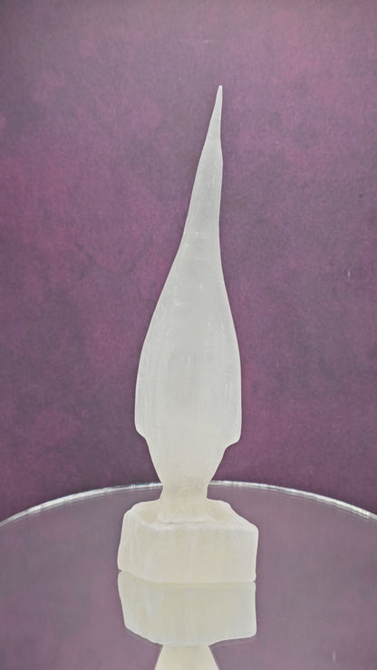 Satin Spar / Selenite Penguin Carving