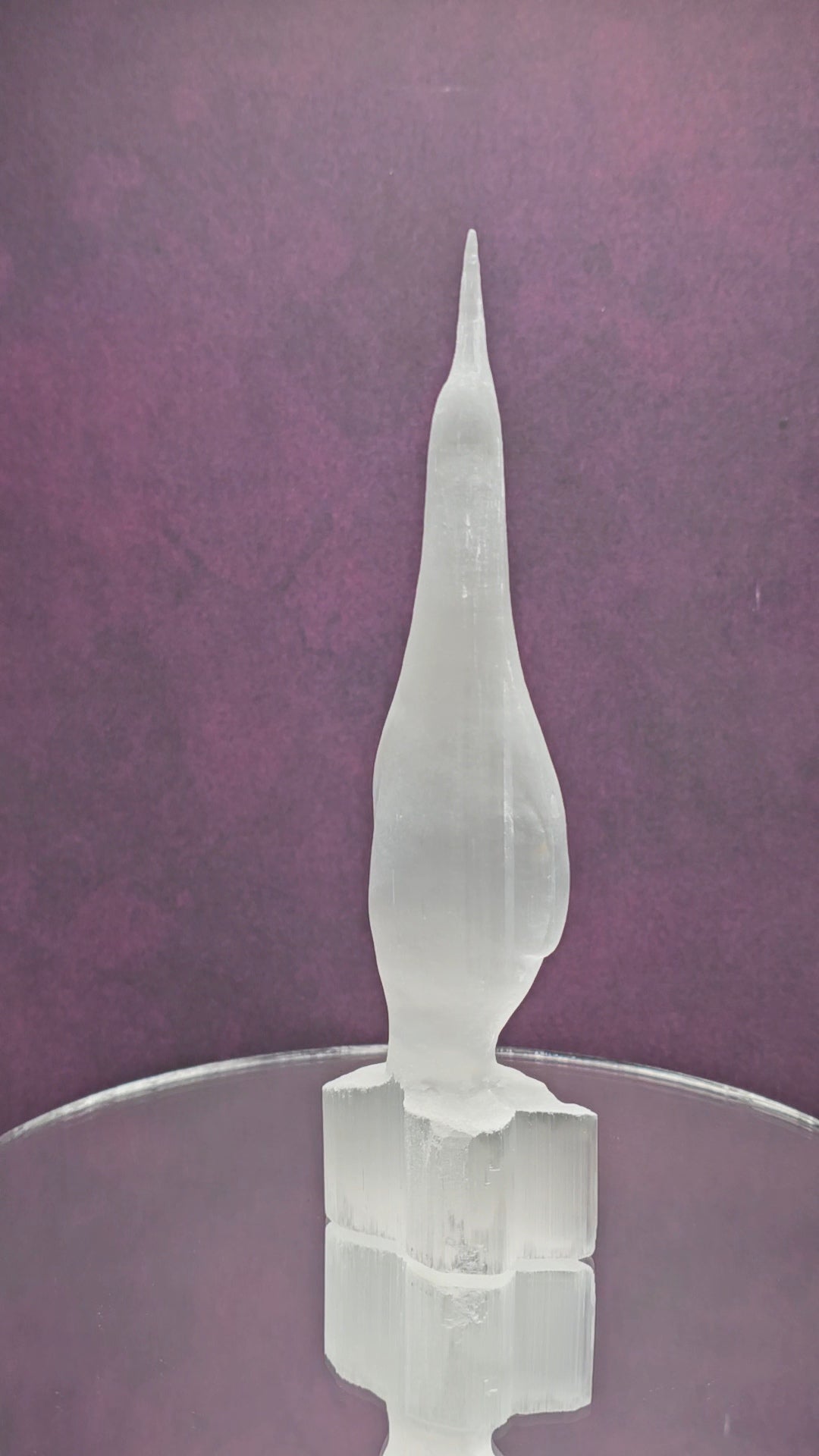 Satin Spar / Selenite Penguin Carving