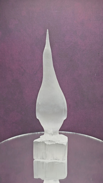 Satin Spar / Selenite Penguin Carving