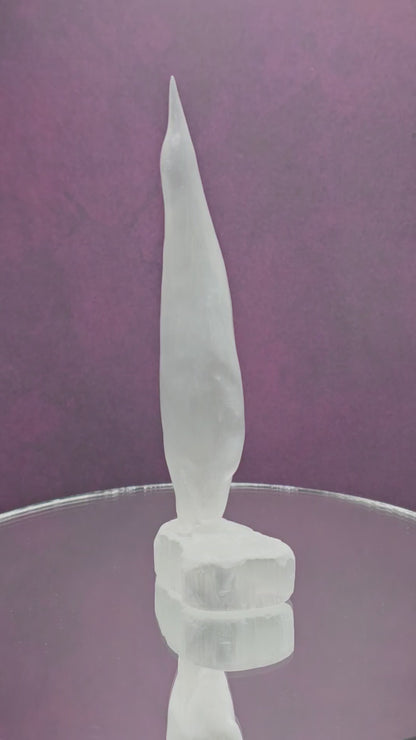 Satin Spar / Selenite Penguin Carving