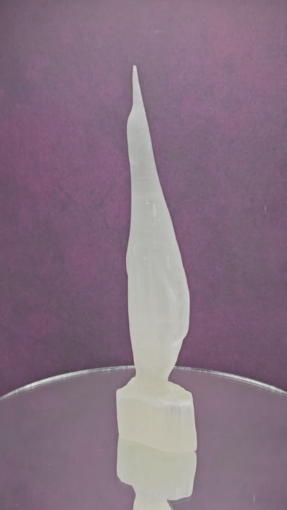 Satin Spar / Selenite Penguin Carving